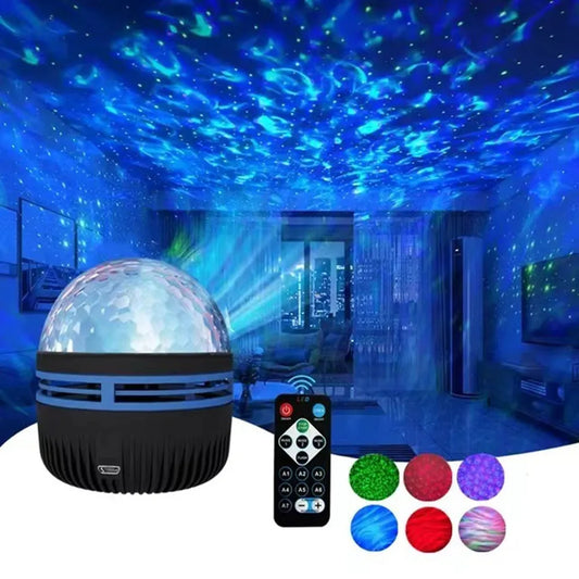 USB Galaxy Projector Aurora 5V Night Light 360° Rotating GB Colorful Nightlights with Remote Control for Home Theater Room Deco