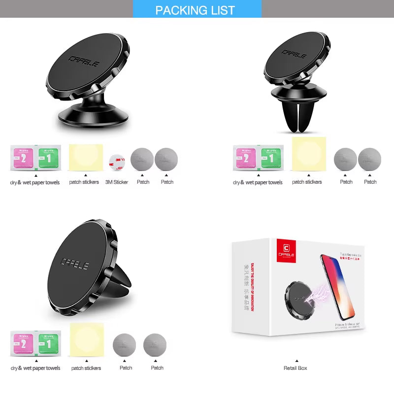 Magnetic Car Phone Holder Stand for Iphone Samsung Dashboard Holder Air Vent Grip Mount Universal Magnet Car Bracket