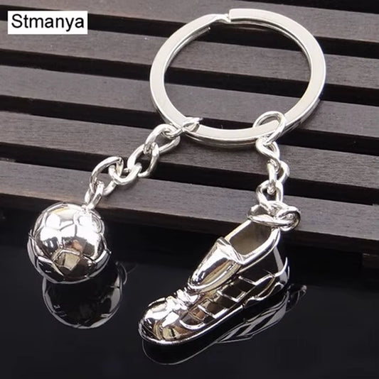 Fashion Football Metal Keychain Men Gift Key Chain Soccer Shoes and Football Car Key Ring Gift Party Keychains Jewelry