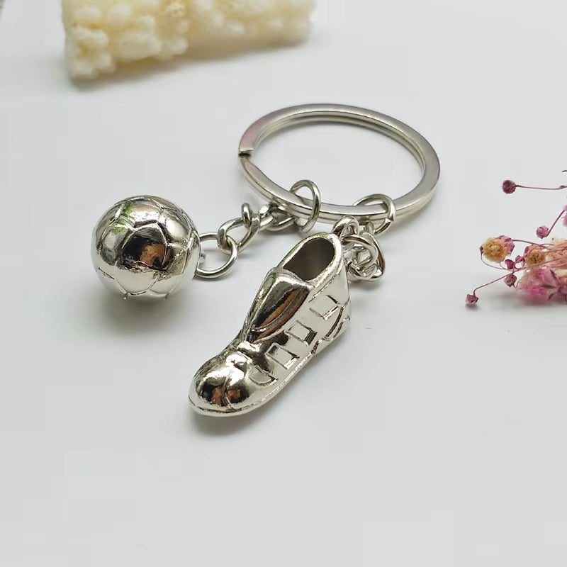 Fashion Football Metal Keychain Men Gift Key Chain Soccer Shoes and Football Car Key Ring Gift Party Keychains Jewelry