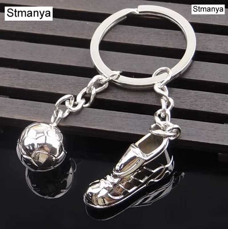 Fashion Football Metal Keychain Men Gift Key Chain Soccer Shoes and Football Car Key Ring Gift Party Keychains Jewelry